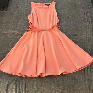 Coral cut out mini dress